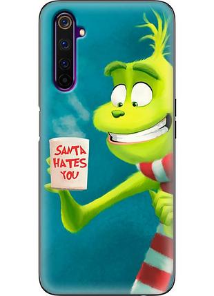 Чехол силиконовый с картинкой на realme 6 pro (новогодний, гринч)