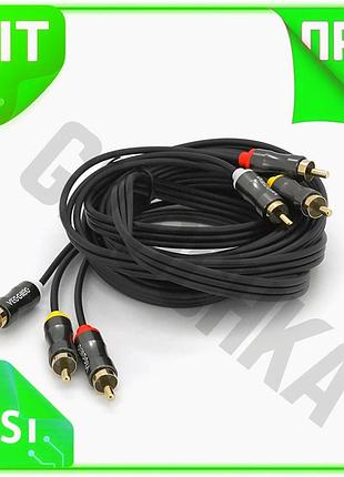 Ve кабель audio-video 3xrca veggieg new version 3 метра для подключения телевизора и тюнера с позолоче n6w_ver