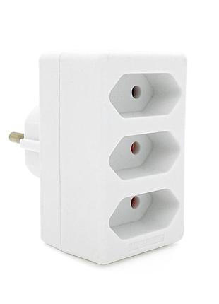 Розетка тройник без заземления voltronic sq-zdb01/3 3 гнезда 250v 1700w для дома и офиса удлинитель ve-33