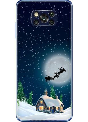 Чехол силиконовый с картинкой на xiaomi poco x3 (новогодний)
