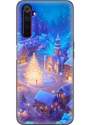 Чехол силиконовый с картинкой на realme 6 pro (новогодний)