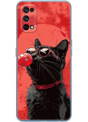Чехол силиконовый с картинкой на realme 7 pro (стильный котик)