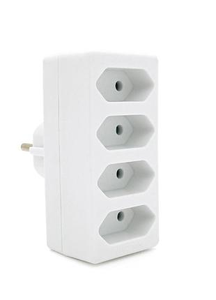 Розетка 4-х местная без заземления voltronic sq-zdb01/4 белая для дома и офиса мультиразъемная 2300w ve-33