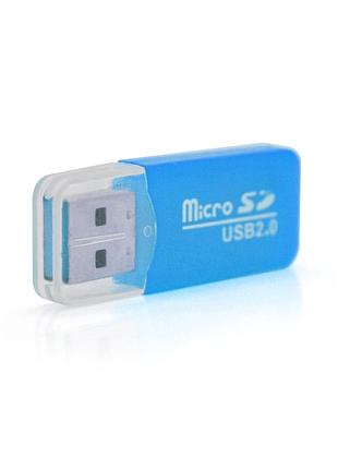 ☛☇кардридер merlion crd-1bl usb2.0 для tf micro sd голубой картридер для чтения карт памяти ve-33