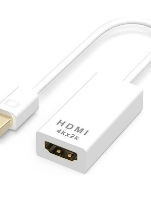 Конвертер mini display port на hdmi 10см voltronic белый адаптер для подключения к телевизору 4k 2k ve-33