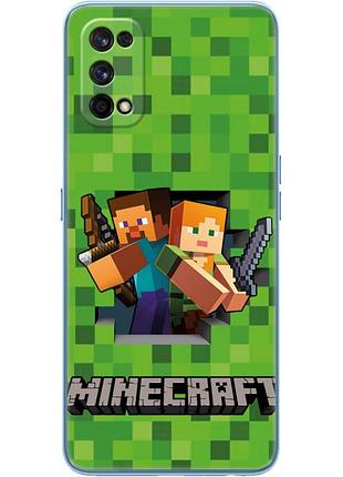 Чехол силиконовый с картинкой на realme 7 pro (майнкрафт, minecraft)