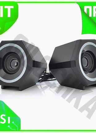 Ve колонки 2.0 kisonli usb new version и 3.5 мм для пк и ноутбука с rgb подсветкой стерео динамики чер n6w_ver