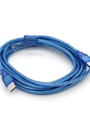 ☛☇кабель usb 2.0 ritar am/am 5.0м прозорий синій кабель для комп'ютера та пристроїв usb ve-33