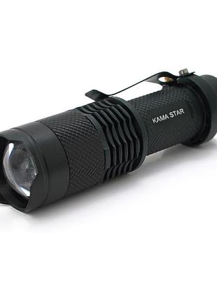 Ліхтар ручний kamastar km-82 1led cree q5 3w 3 режими zoom для туризму та активного відпочинку ліхтарик ve-33