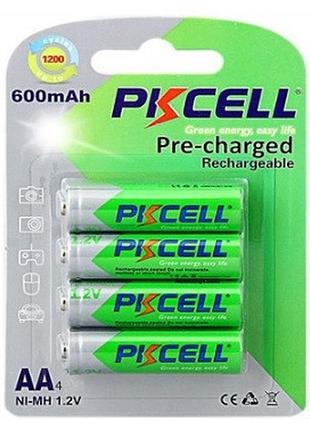 Аккумулятор pkcell 1.2v aa 600mah nimh 4 шт в блистере уже заряженные батарейки для пультов игрушек фона ve-33