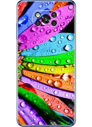 Чехол силиконовый с картинкой на xiaomi poco x3 pro (цветные листья)