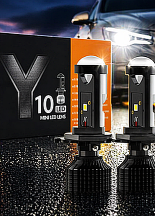 Комплект led-линз h4 y10, 2 шт. / автомобильные лампы / светодиодные лампы h4 / лед лампы на авто / автолампы