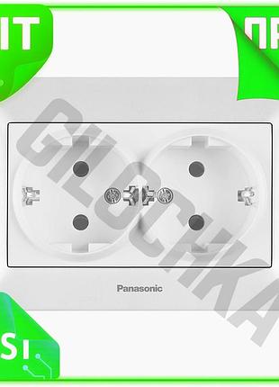 Ve розетка двойная panasonic arkedia new version slim белая с заземлением для подключения приборов эле n6w_ver