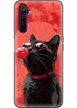 Чехол силиконовый с картинкой на realme 6 pro (стильный котик)