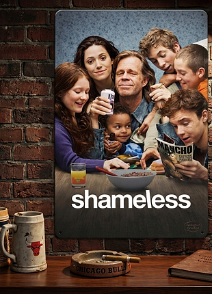 Металлическая винтажная табличка бесстыжие shameless постер 14х20 см