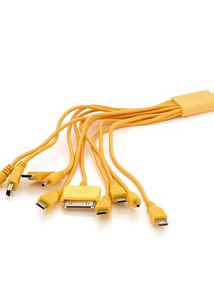 Usb кабель с переходниками 10 в 1 0,2м voltronic q500 желтый для смартфонов и планшетов зарядка и переда ve-33