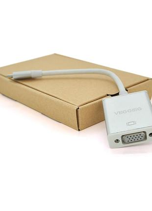 ☛☇хаб-конвертор veggieg type-c на vga 10 см серебристый адаптер для подключения к монитору проектору ve-33
