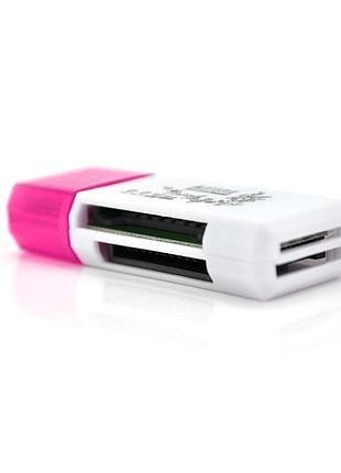 Кардридер универсальный merlion crd-4ye usb2.0 для tf micro sd фиолетовый кардридер для чтения карт ve-33