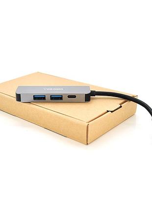 Хаб-конвертор veggieg tc04 type-c на usb 3.0 и hdmi для ноутбука адаптер расширения портов серебристый ve-33