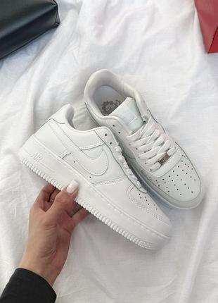 Кросівки жіночі демісезонні шкіряні nike air force 1 low white білі | кеди найк аір форс класичні базові весна осінь шкіра 36 37 38 39 40