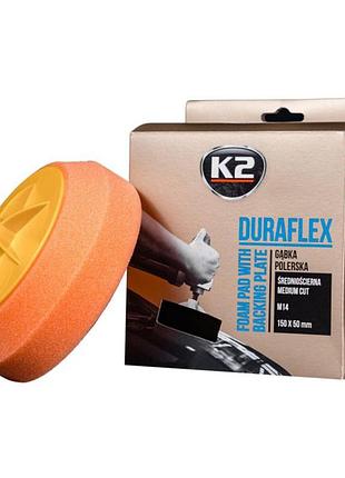 Губка полировальная k2 duraflex оранжевая 150х50мм для лакокрасочных покрытий средняя полировочная губка ve-33