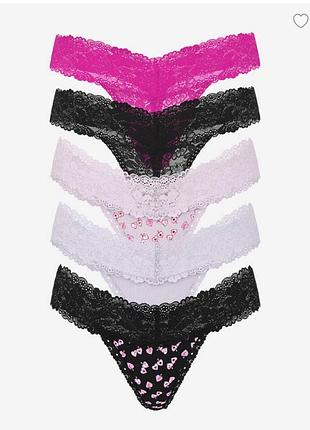 Набір трусиків 5-pack wink lace-trim thong panties