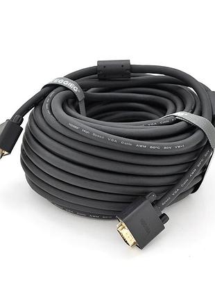 Кабель veggieg vg-20 vga 3+6 20м папа-папа для компьютера и монитора видеокабель с ферритами ve-33