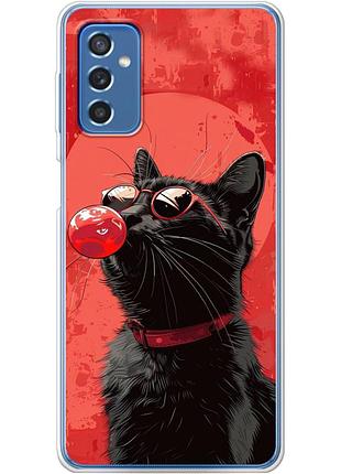 Чехол силиконовый с картинкой на samsung galaxy m52 (m526) (стильный котик)