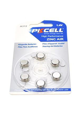 Батарейка pkcell za13 1.4v 6шт воздушно-цинковая для слухового аппарата и часов батарейка для электроник ve-33
