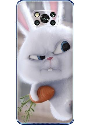 Чехол силиконовый с картинкой на xiaomi poco x3 pro (кролик снежок)