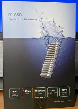 Terramaster d1 ssd - ip67 защищенный корпус (адаптер) 10gb для nvme m.2 usb 3.2 gen2 2280 до 8 tb