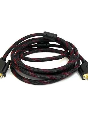 Кабель dvi-d dual link merlion 10м2 ферита чорний 24/24pin відео кабель для підключення монітора дисплей ve-33