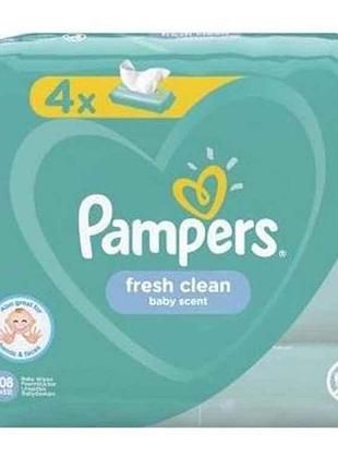 Дитячі вологі серветки baby fresh clean 4х52шт тм pampers