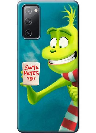 Чехол силиконовый с картинкой на samsung galaxy s20 fe (g780) (новогодний, гринч)
