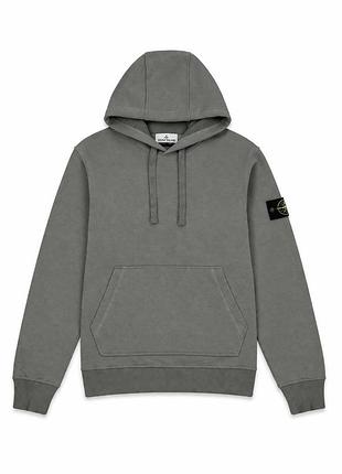 Худи stone island свет серый