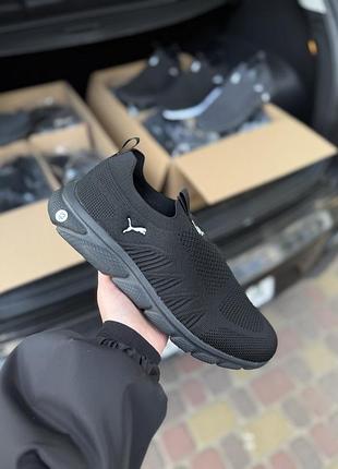 Мокасини чоловічі puma без шнурків легкі літні чорні