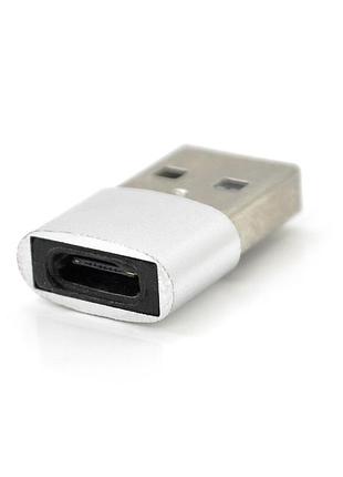 Перехідник hoco usb2.0(m) => type-c(f), silver, пакет ve-33