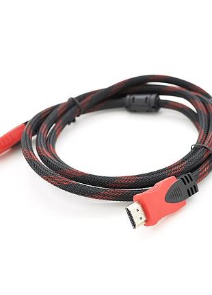 Кабель hdmi merlion 3м v1.4 с фильтрами оплетка black red для подключения ноутбука телевизора игровая пр ve-33