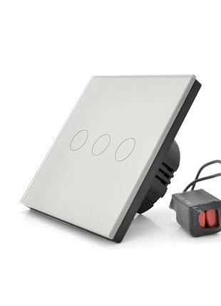 Сенсорный выключатель wifi voltronic трехканальный белый для управления освещением и устройствами без за ve-33
