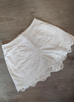 Короткие хлопковые шорты сетевые с узором белые, just unique s/m