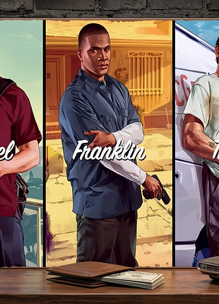 Металлическая винтажная табличка "grand theft auto v" 14х20 см