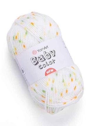 Пряжа baby color молочный 100% акрил 150м 50г 5шт/уп 202 тм yarnart