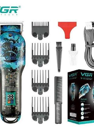 Машинка для подстригания 5вт аккумулятор (clipper) v-685, 4 насадки, led display тм vgr