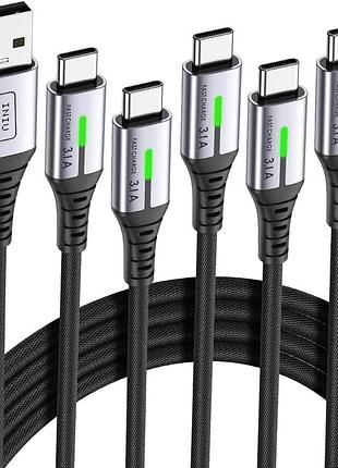 Iniu - набір кабелів usb-c для швидкої зарядки 3.1a (5 шт., 1шт - 48см, 2шт - 100см та 2шт - 200 см) нейлонові кабелі usb-c