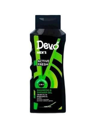 Гель-шампунь 400мл для душу active fresh mens тм devo