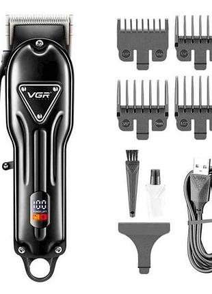 Машинка для подстригания 5вт аккумулятор (clipper) v-051, 4 насадки, 2500 mah, led display тм vgr