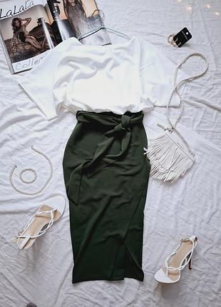 🤍💚плаття міді з кольоровими блоками і рукавами кімоно boohoo