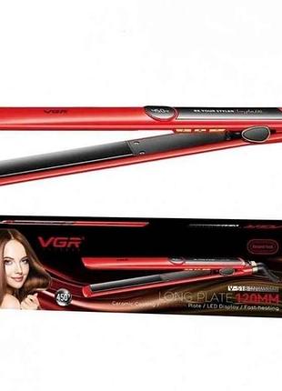 Выпрямитель 60вт для волос v-518 red, 100-230°c, керамическое покрытие, led дисплей тм vgr