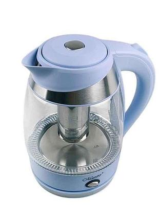 Електрочайник 1850-2200вт 1,8л mr-065-blue з заварником тм maestro
