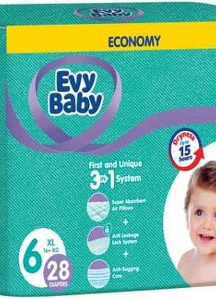 Підгузки №6 28шт xl twin (16кг) тм evy baby